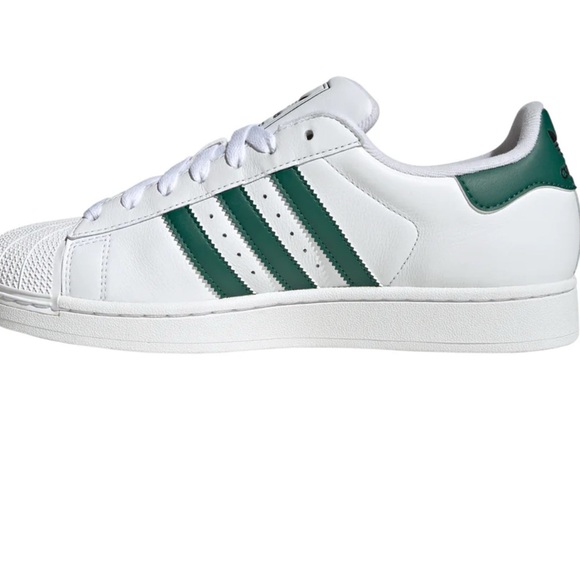 adidas Superstar White and Green Sneakers - Picture 3 of 10